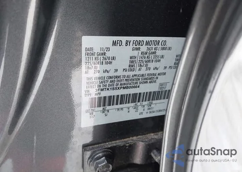 2023 Ford Mustang Mach-E Select z USA, uszkodzony, nr VIN 3FMTK1S5XPMB00664